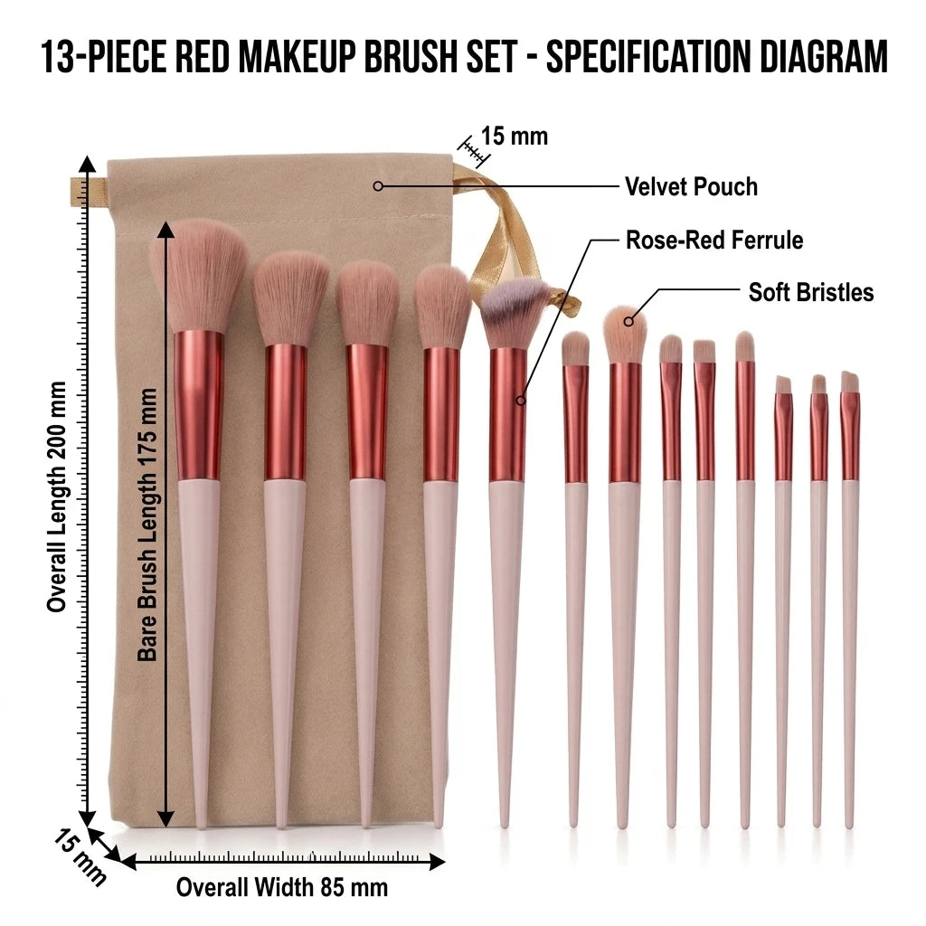 13-Piece Professional Makeup Brush Set