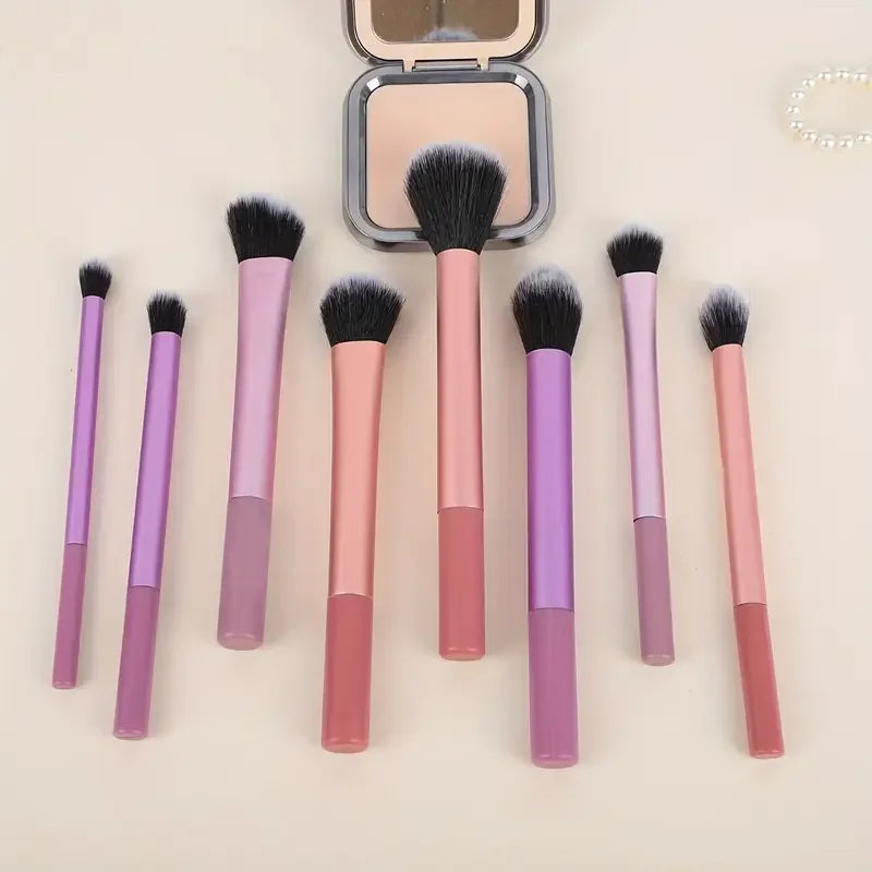 8Pcs Gradient Makeup Brush Set, Soft Synthetic Brushes for Foundation, Blush & Eyeshadow