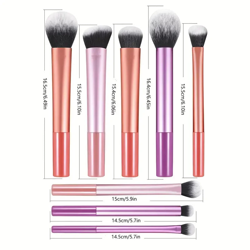 8Pcs Gradient Makeup Brush Set, Soft Synthetic Brushes for Foundation, Blush & Eyeshadow